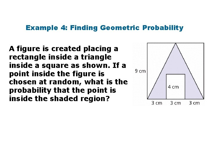 Example 4: Finding Geometric Probability A figure is created placing a rectangle inside a