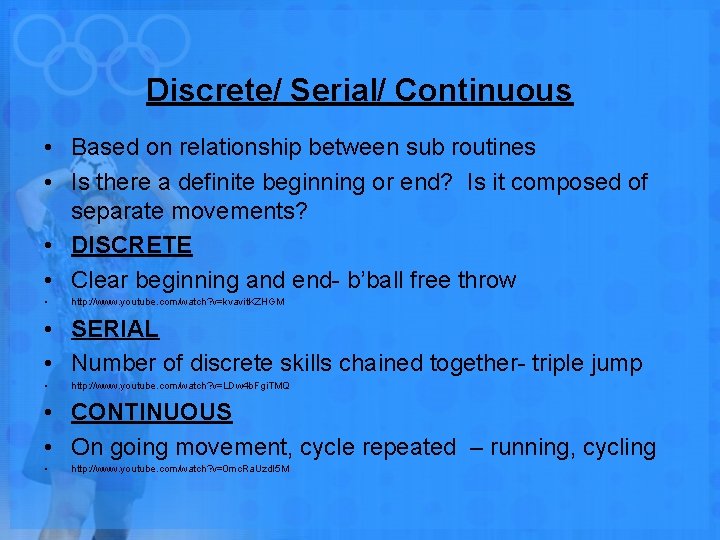 Discrete/ Serial/ Continuous • Based on relationship between sub routines • Is there a