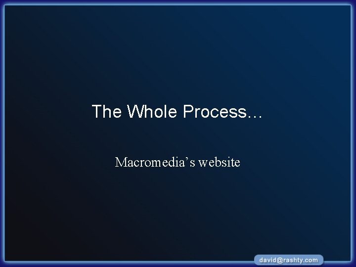 The Whole Process… Macromedia’s website 