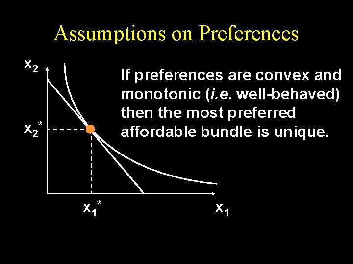 Assumptions on Preferences x 2 If preferences are convex and monotonic (i. e. well-behaved)