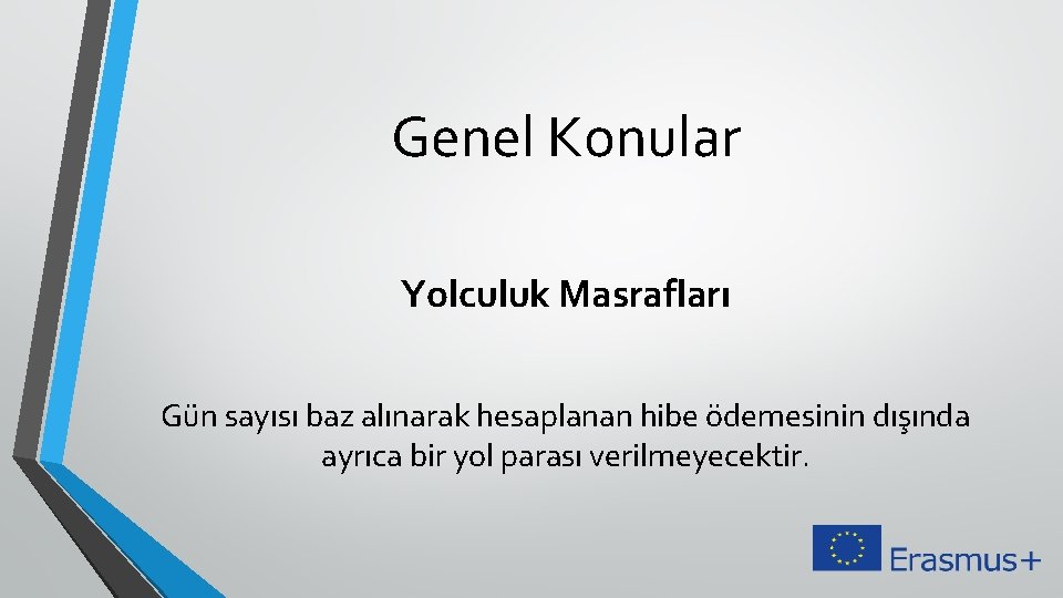 Genel Konular Yolculuk Masrafları Gün sayısı baz alınarak hesaplanan hibe ödemesinin dışında ayrıca bir