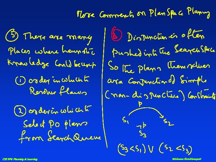 CSE 574: Planning & Learning Subbarao Kambhampati 