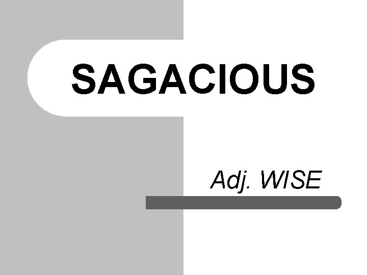 SAGACIOUS Adj. WISE 