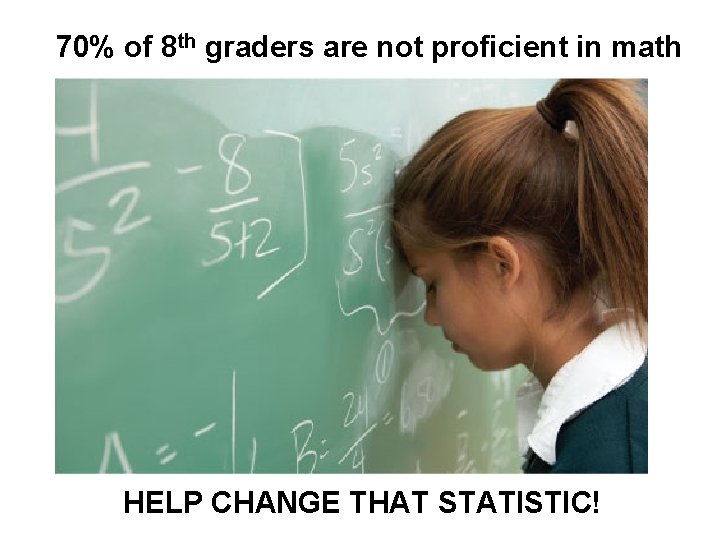 70% of 8 th graders are not proficient in math Input photo of SSR