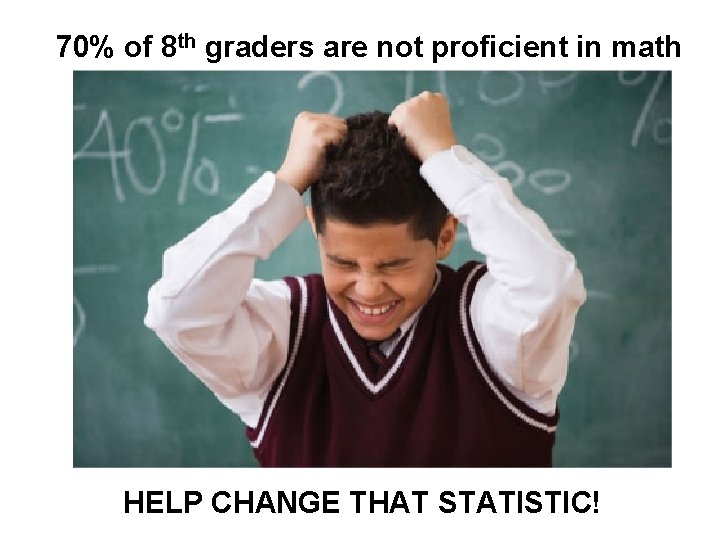 70% of 8 th graders are not proficient in math Input photo of SSR
