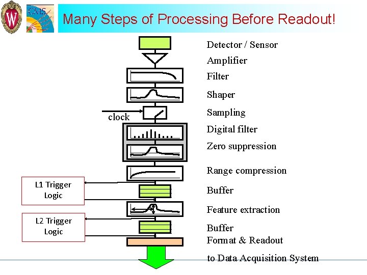 Many Steps of Processing Before Readout! Detector / Sensor Amplifier Filter Shaper clock Sampling
