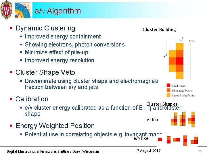 e/g Algorithm § Dynamic Clustering § § Cluster Building Improved energy containment Showing electrons,