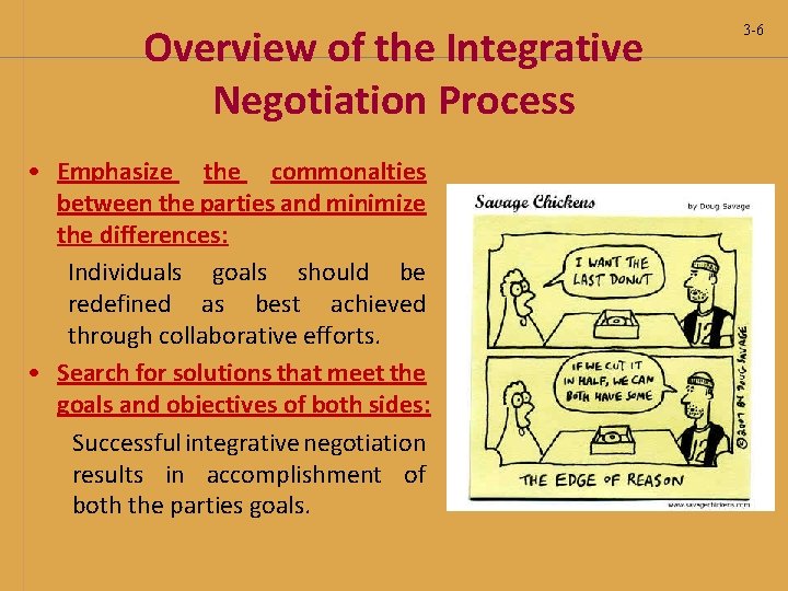Overview of the Integrative Negotiation Process • Emphasize the commonalties between the parties and Overview of the Integrative Negotiation Process • Emphasize the commonalties between the parties and