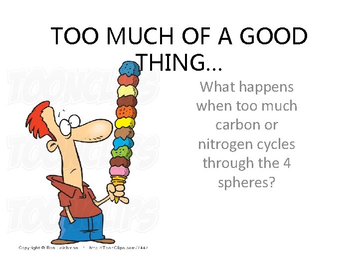 TOO MUCH OF A GOOD THING… What happens when too much carbon or nitrogen