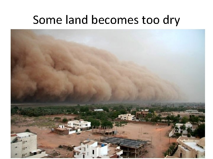 Some land becomes too dry 