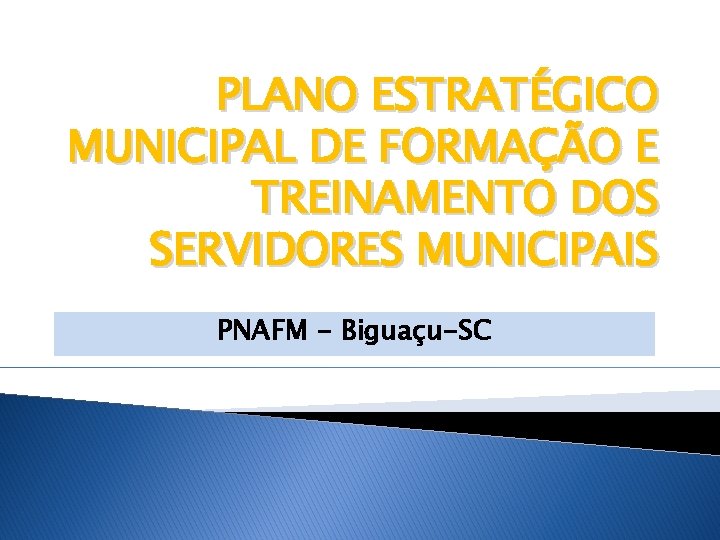 PLANO ESTRATÉGICO MUNICIPAL DE FORMAÇÃO E TREINAMENTO DOS SERVIDORES MUNICIPAIS PNAFM - Biguaçu-SC 