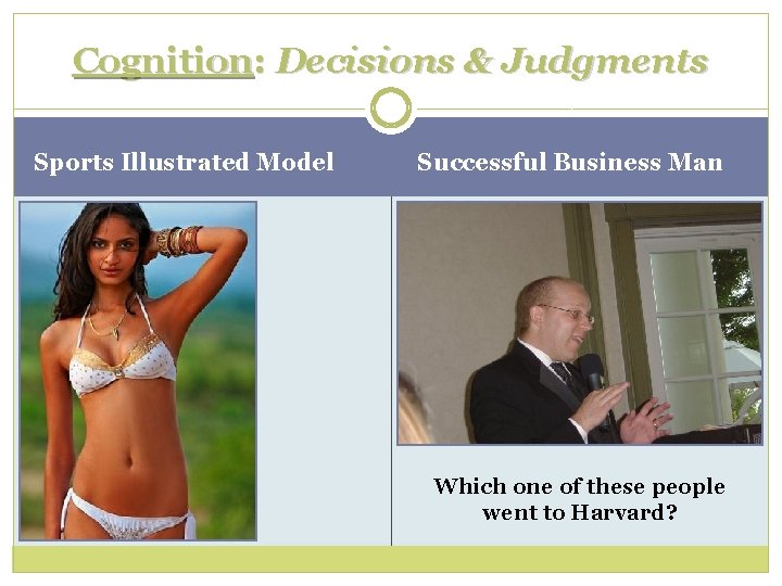 Cognition: Decisions & Judgments Sports Illustrated Model Successful Business Man Which one of these