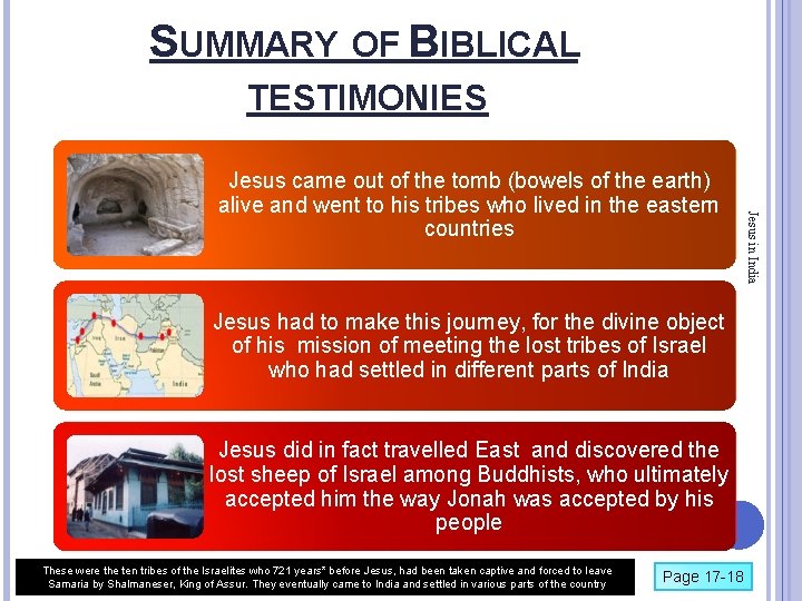 SUMMARY OF BIBLICAL TESTIMONIES Jesus had to make this journey, for the divine object