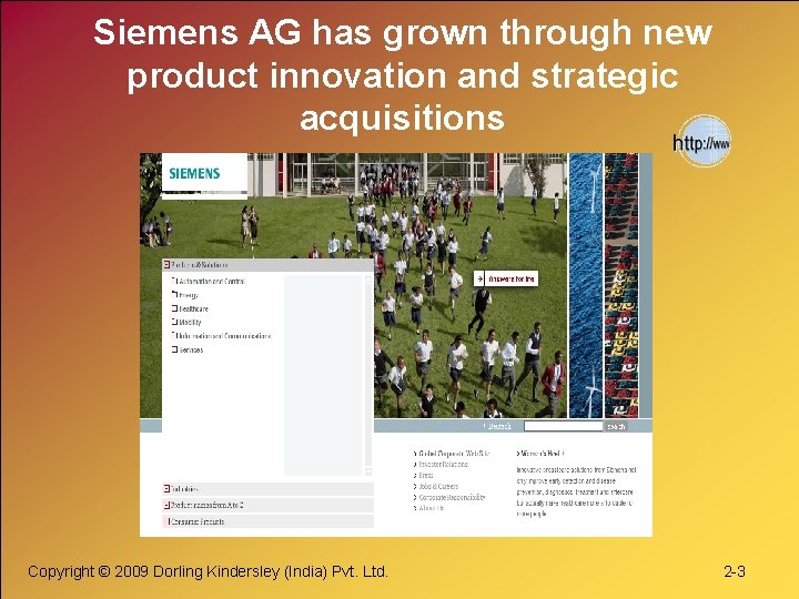 Siemens AG has grown through new product innovation and strategic acquisitions Copyright © 2009