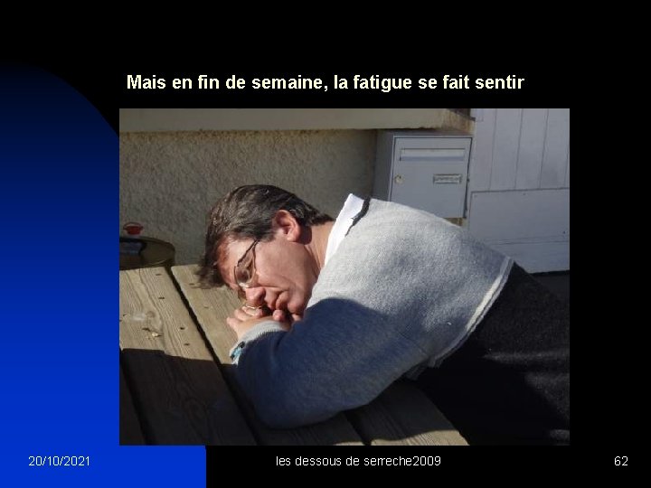 Mais en fin de semaine, la fatigue se fait sentir 20/10/2021 les dessous de