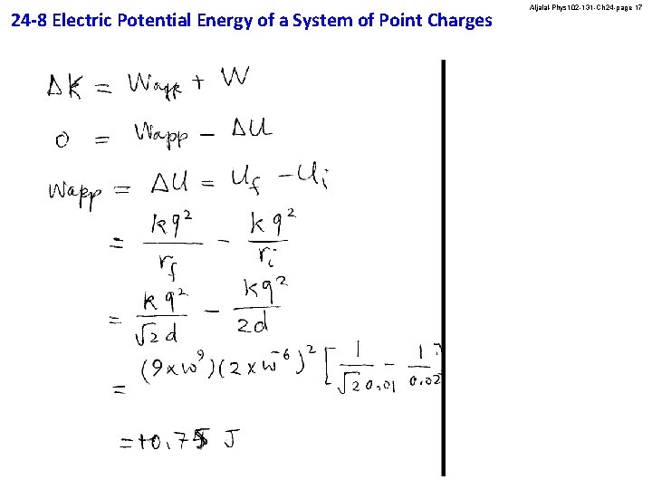 24 -8 Electric Potential Energy of a System of Point Charges Aljalal-Phys 102 -131