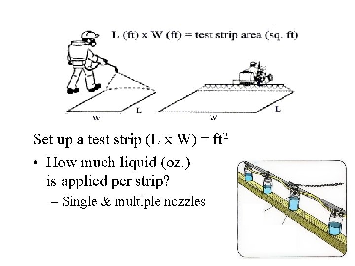 CALIBRATION TEST STRIP METHOD Set up a test strip (L x W) = ft