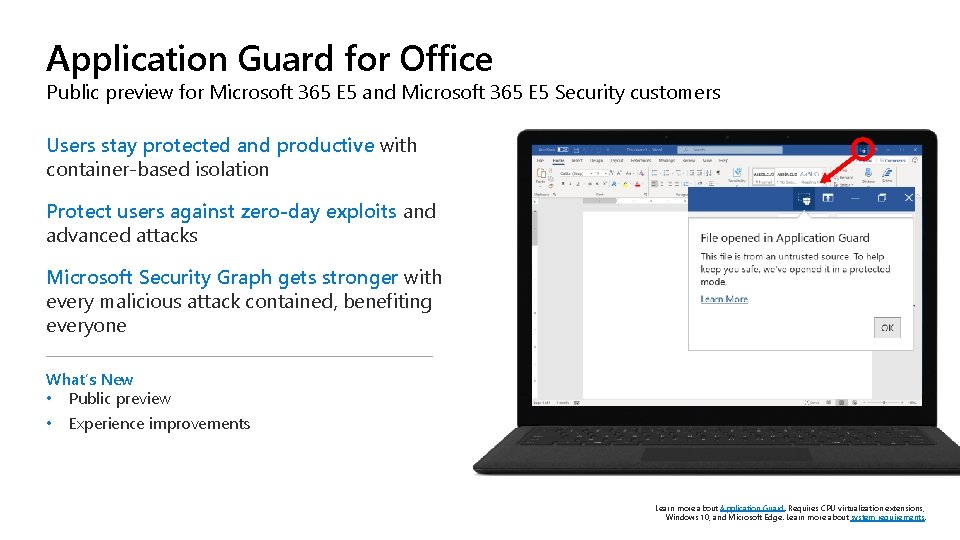 Application Guard for Office Public preview for Microsoft 365 E 5 and Microsoft 365