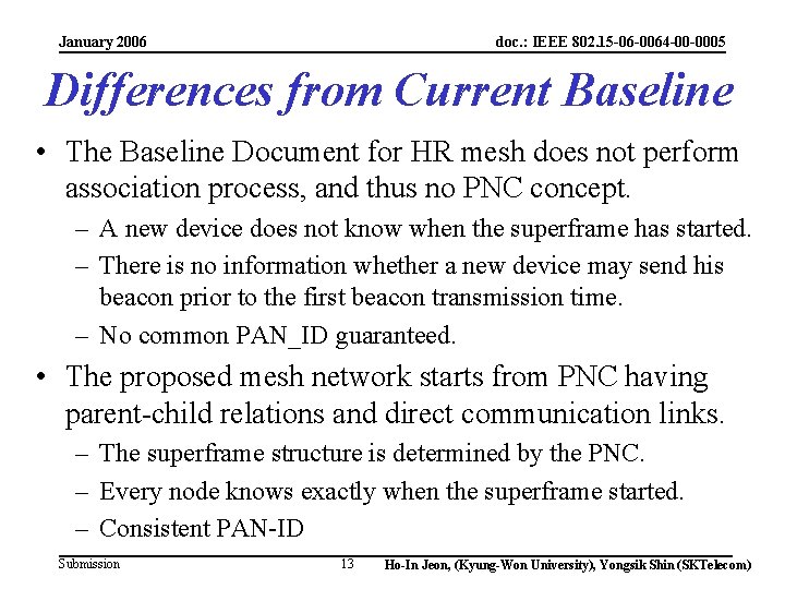 January 2006 doc. : IEEE 802. 15 -06 -0064 -00 -0005 Differences from Current