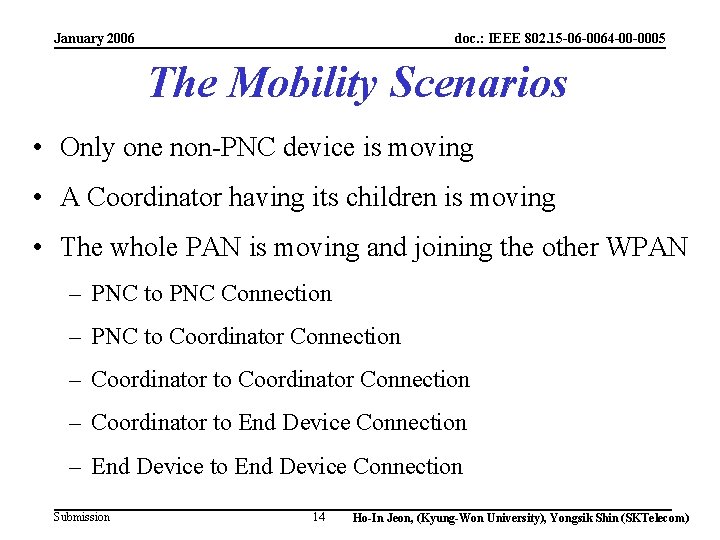 January 2006 doc. : IEEE 802. 15 -06 -0064 -00 -0005 The Mobility Scenarios