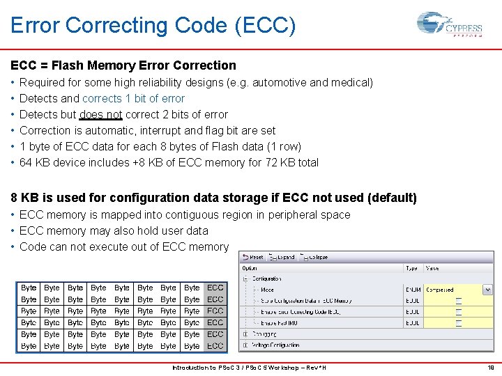 Error Correcting Code (ECC) ECC = Flash Memory Error Correction • • • Required