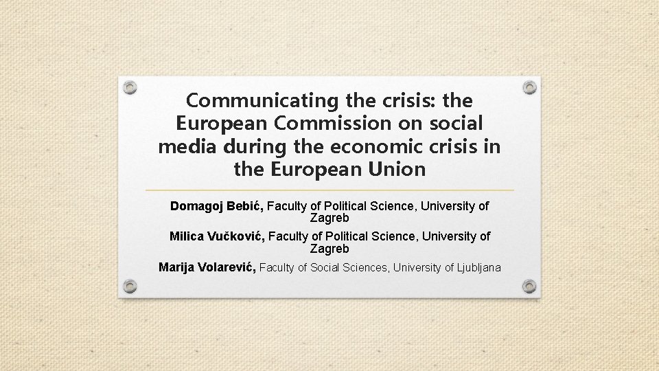 Communicating the crisis: the European Commission on social media during the economic crisis in