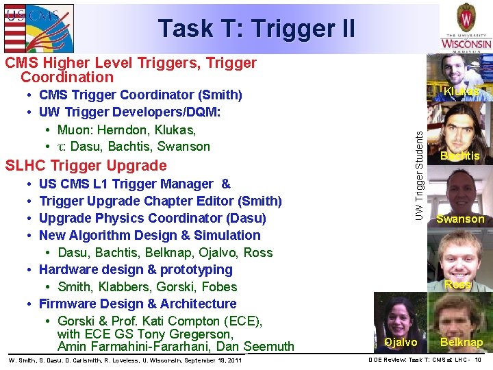 Task T: Trigger II CMS Higher Level Triggers, Trigger Coordination SLHC Trigger Upgrade •