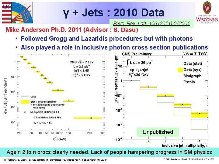 γ + Jets : 2010 Data Phys. Rev. Lett. 106 (2011) 082001 Mike Anderson