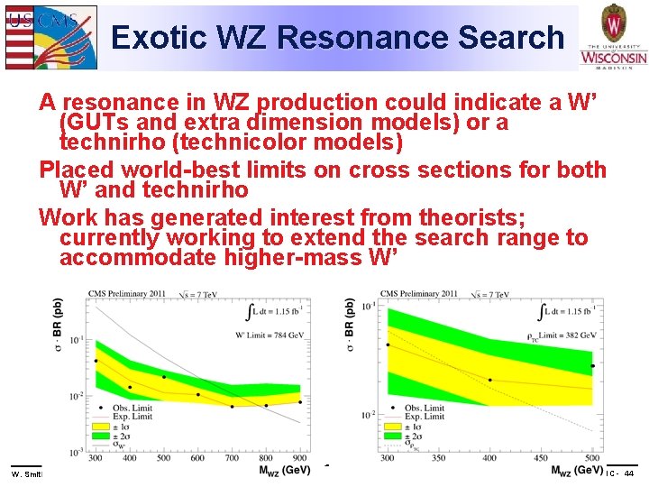 Exotic WZ Resonance Search A resonance in WZ production could indicate a W’ (GUTs