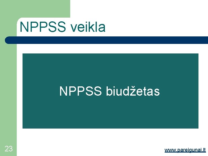 NPPSS veikla NPPSS biudžetas 23 www. pareigunai. lt 