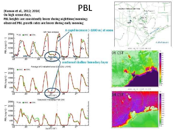 PBL (Haman et al. , 2012; 2014) On high ozone days, PBL heights are