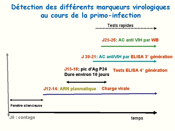 Détection des différents marqueurs virologiques au cours de la primo-infection Tests rapides J 25