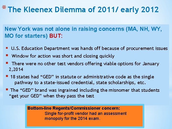 * The Kleenex Dilemma of 2011/ early 2012 New York was not alone in