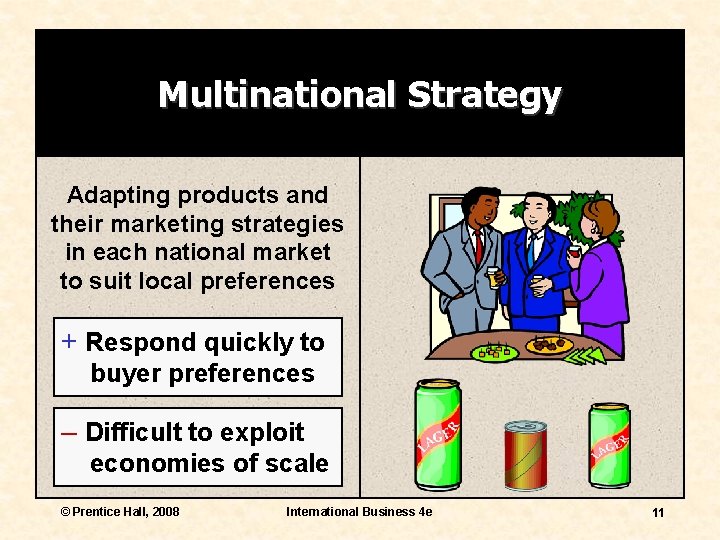 Multinational Strategy Adapting products and their marketing strategies in each national market to suit