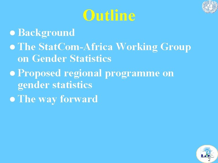 Outline l Background l The Stat. Com-Africa Working Group on Gender Statistics l Proposed