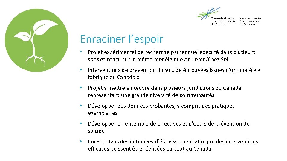 Enraciner l’espoir • Projet expérimental de recherche pluriannuel exécuté dans plusieurs sites et conçu