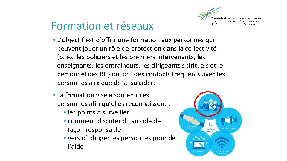 Formation et réseaux • L’objectif est d’offrir une formation aux personnes qui peuvent jouer