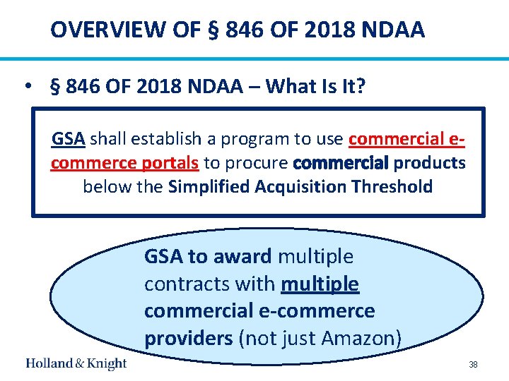 OVERVIEW OF § 846 OF 2018 NDAA • § 846 OF 2018 NDAA –