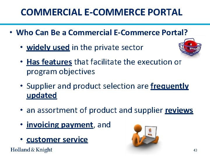 COMMERCIAL E-COMMERCE PORTAL • Who Can Be a Commercial E-Commerce Portal? • widely used