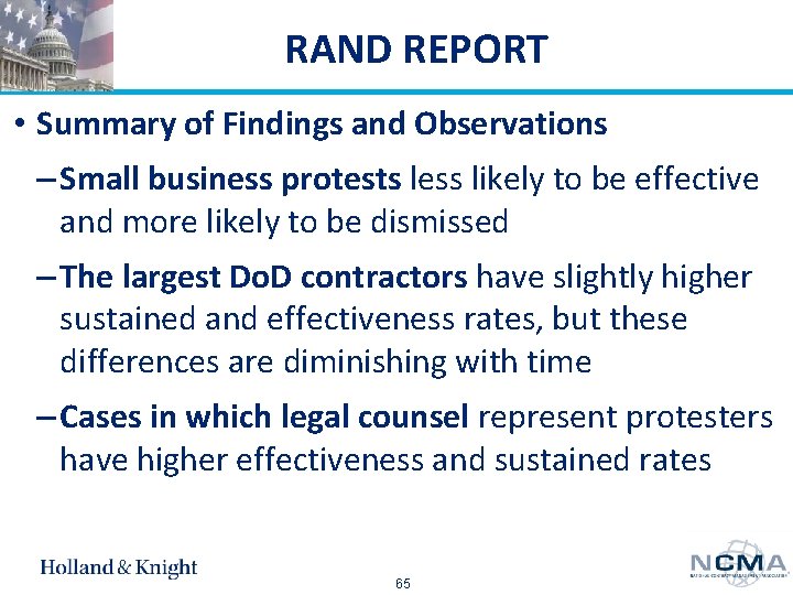 RAND REPORT • Summary of Findings and Observations – Small business protests less likely