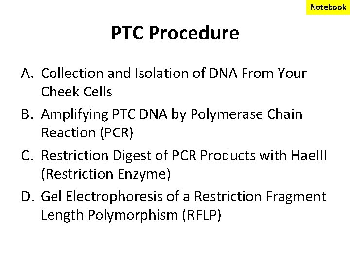 Lab 8 PTC Polymerase Chain Reaction Lab Using