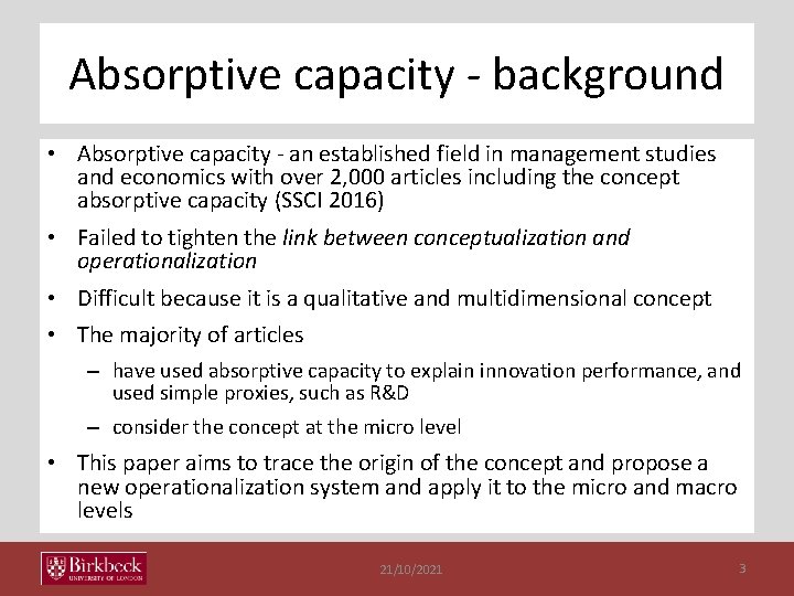 Absorptive capacity as innovationenabling infrastructures Framework and ...