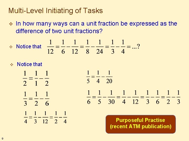 Multi-Level Initiating of Tasks v In how many ways can a unit fraction be