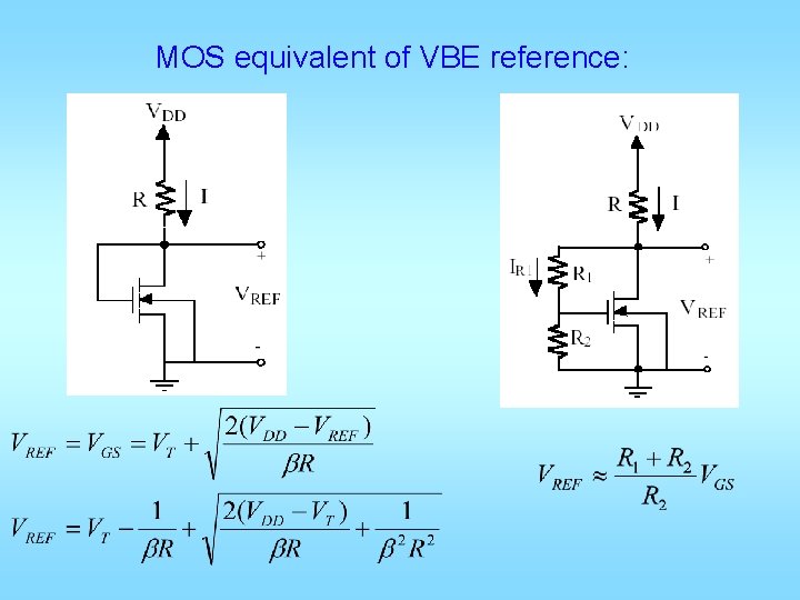 MOS equivalent of VBE reference: 