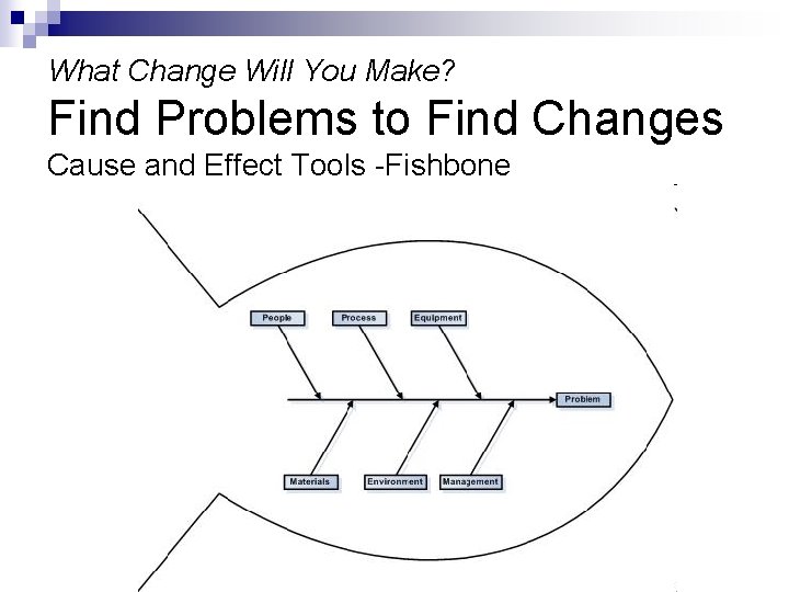 What Change Will You Make? Find Problems to Find Changes Cause and Effect Tools