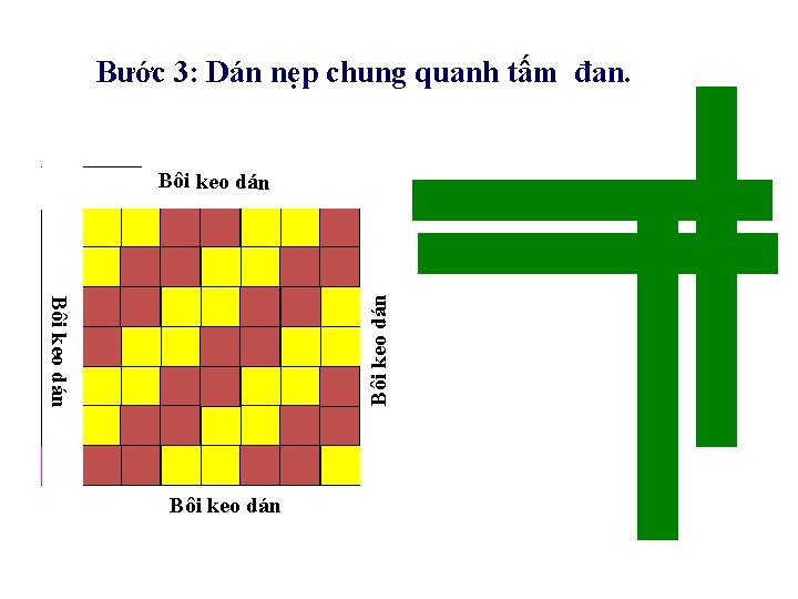 Bước 3: Dán nẹp chung quanh tấm đan. Bôi keo dán Bôi keokeo dándán