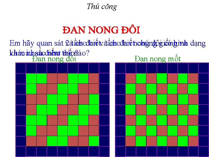 Thủ công Em hãy quan sát 2 vàtấm chođan biết: vàtấm chođan biếtnong chúng