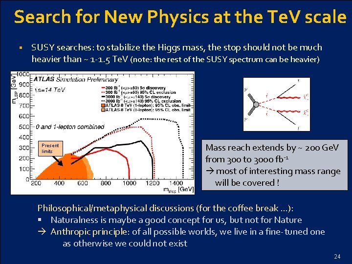 Search for New Physics at the Te. V scale § SUSY searches: to stabilize