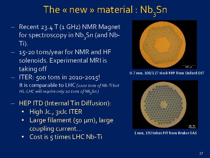 The « new » material : Nb 3 Sn ‒ Recent 23. 4 T