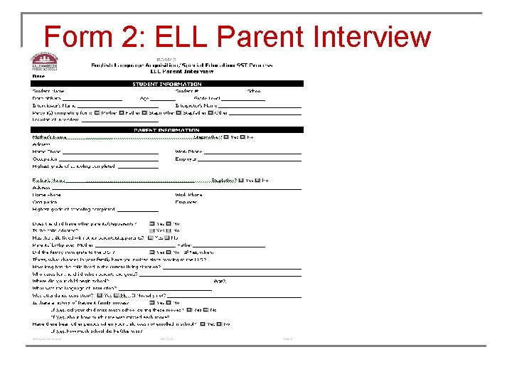 Form 2: ELL Parent Interview 